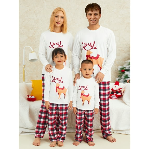 Christmas Pajamas for Family Matching Outfit Set Cartoon Elk Print Sleepwear Christmas Clothes Sets