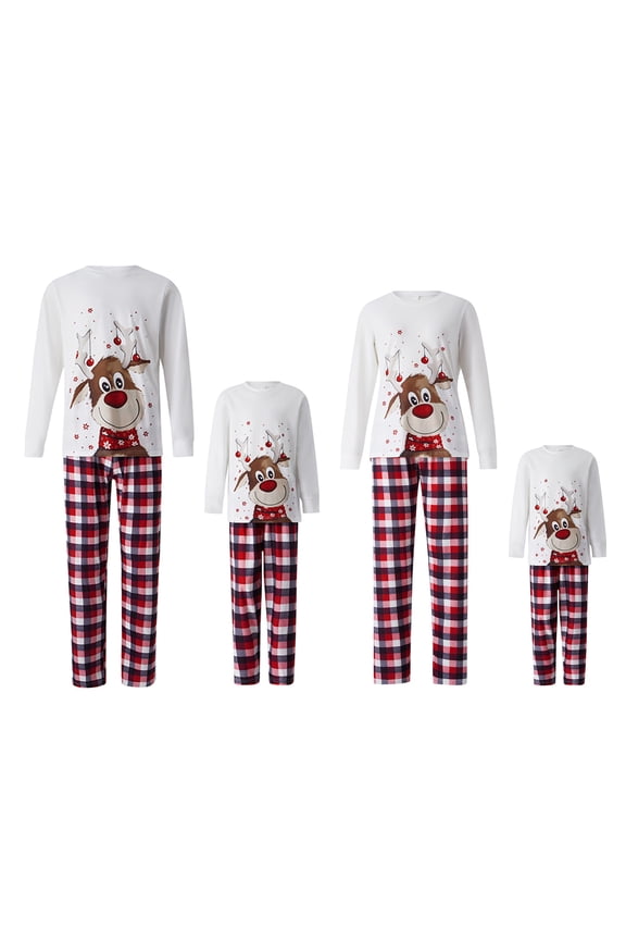 Christmas Pajamas for Family Matching PJ's Sets with Letter and Printed Long Sleeve Tee and Bottom