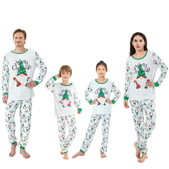 Christmas Pajamas for Family Matching Pjs Set Xmas Striped Bottoms Pants Jammies for Kids Womens Mens