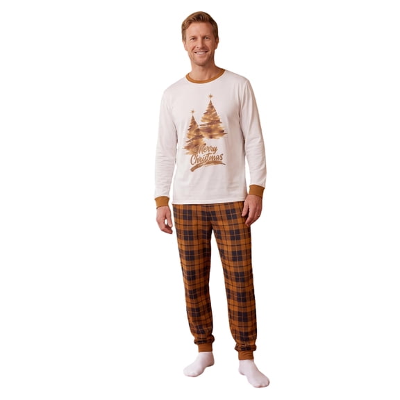 Christmas Pajamas for Family Plaid and Chritsmas Tree Print Holiday Matching Pajamas Sleepwear