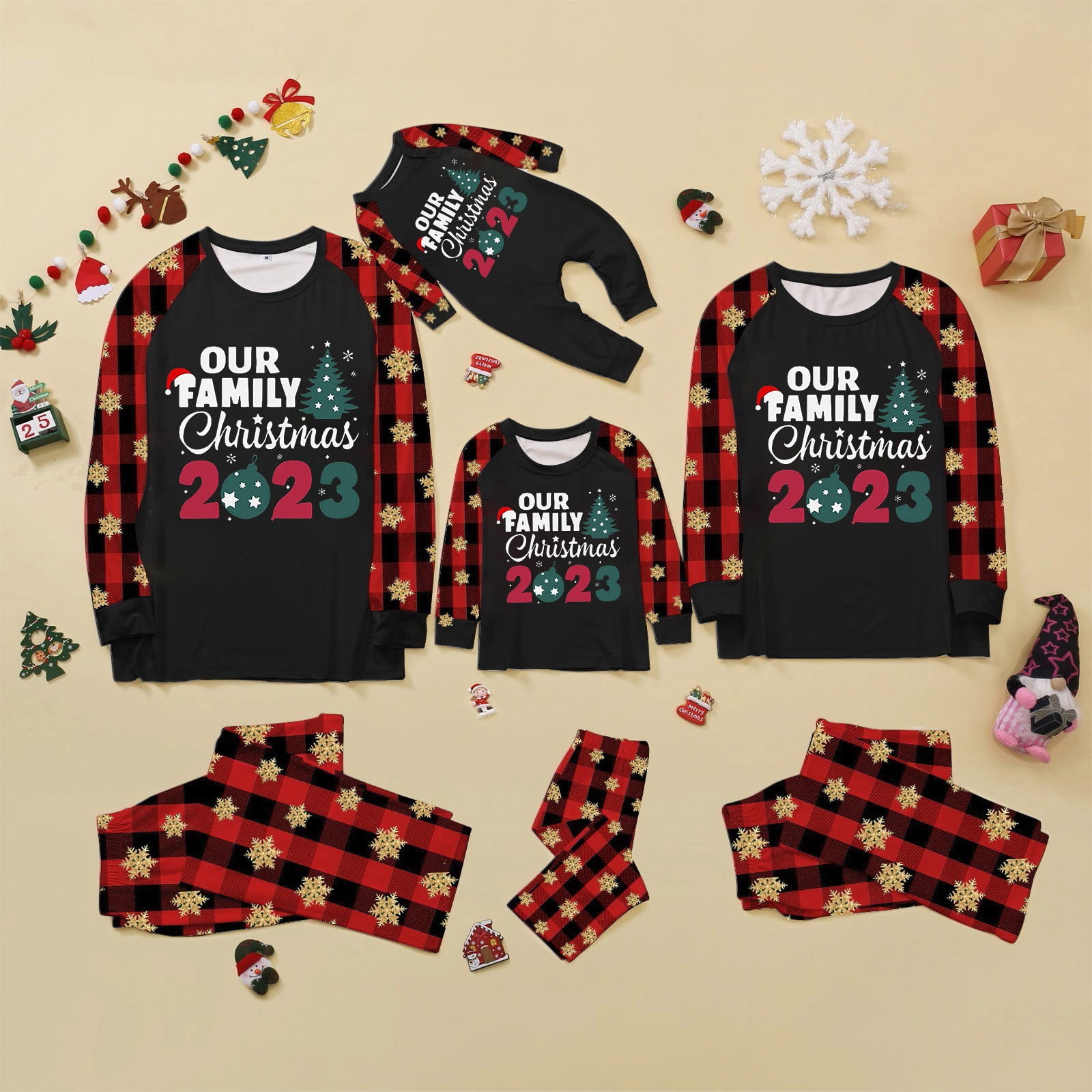 Christmas Pajamas for Family, Red Family Christmas Pjs Matching Sets