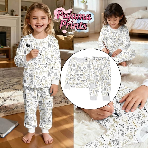 Christmas Pajamas for Kids Themed Holiday Family Matching Sleepwear Outfit Cozy Flannel 2 Piece Pajama Kids Christmas Pjs Light Gray