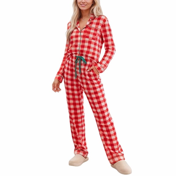 Christmas Pajamas for Women Bow Tie Long Sleeve Shirt Pants Satin Silk Funny Graphic 2 Piece Pjs Set Sleepwear