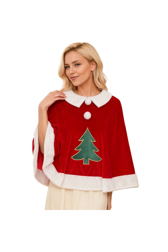 Christmas Pajamas for Women Elegant Christmas Tree Print Shawl Wraps One-Piece Plus Sizes Loose Fit One Size Loungewear Sleepwears 1pcs
