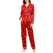 ANKOLA Christmas Pajamas for Women Long Sleeve Sleepwear Soft Button Down Loungewear Pjs Lounge Set Nightwear