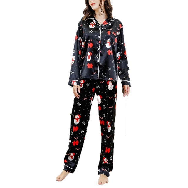 Anjue Women's Christmas Pajama Set - Button Down Top & Shorts, Soft Bamboo Sleepwear, Lake Blue Star (XL)