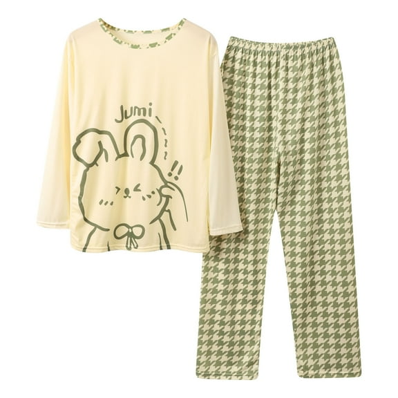 Christmas Pajamas for Women Set Cozy Pajama Sets Cartoon Casual Loungewear Sleepwear for Home Lounge Pjs Pajama’s for Women Set Green L