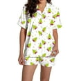 thumbnail image 1 of Christmas Pajamas for Women Set Women Pajamas Graphic Printed Silk Satin Cute Sleepwear Buttons Short Sleeve Tops Shorts Sets, 1 of 5