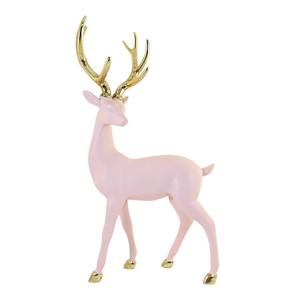Christmas Pale Pink Deer W/ Gold Antlers Retro Stylized Vintage Inspired 2929453