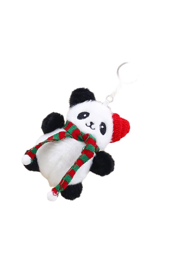 Christmas Panda Ornament Lovely Christmas Panda Keychain Stylish Keyrings Backpacks Car Key Chain Accessories