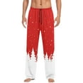 thumbnail image 1 of Christmas Pants Men Elastic Waist Christmas Print Holiday Casual Pants Bottoms Celebrating Xmas Gifts Loose Fit Sleepwear for Men ZD Red L, 1 of 4