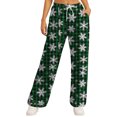 thumbnail image 1 of Christmas Pants Women's Christmas Snowflake Pants High Waist Drawstring Pocket Joggers Fitness Womens Pants Casual Green XXL, 1 of 6