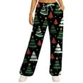 thumbnail image 1 of Christmas Pants Women's Christmas Tree Pants High Waist Yoga Pants Drawstring Joggers Pockets Casual Pants For Women Black M, 1 of 6
