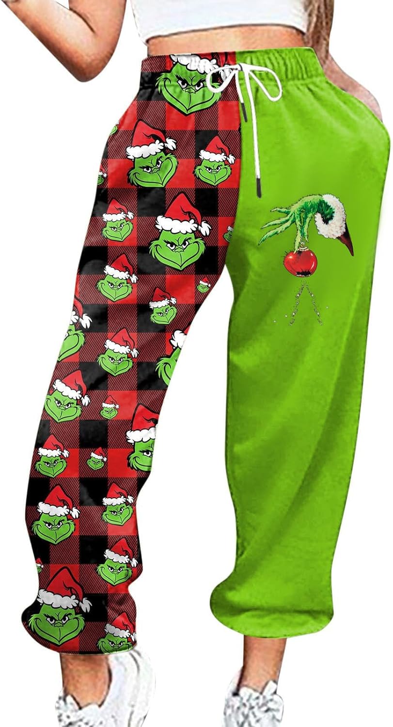 Christmas Pants for Women 2024 Holiday Funny Baggy Sweatpants with