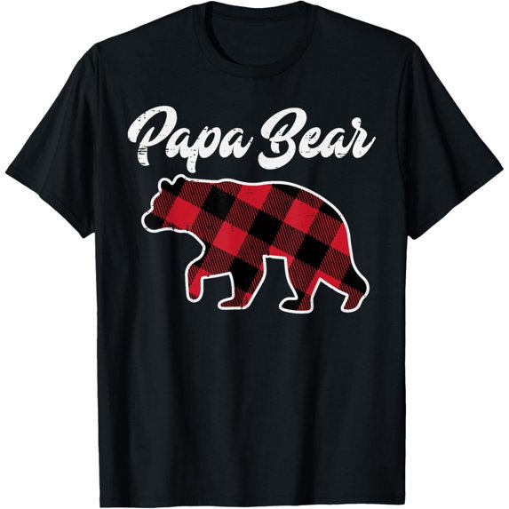 Christmas Papa Bear Plaid Vintage Xmas Dad Daddy Grandpa Men T-Shirt