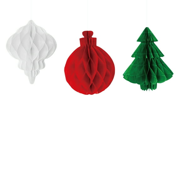 Christmas Paper Ball Pendants Multiple Shapes Reliable Durable DIY for Atmosphere
