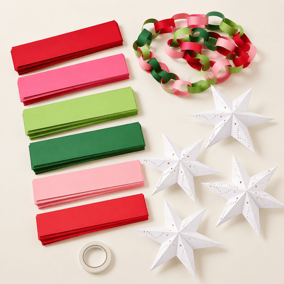 Christmas Paper Chain Strips Star Paper Lantern Kit
