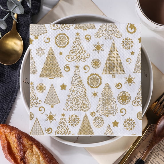 Christmas Paper Napkins – 20 Pcs 6.5x6.5 Inch Disposable Holiday Napkins with Multicolor Santa Reindeer Tree Designs for Christmas Table Birthday Party Supplies Clearance