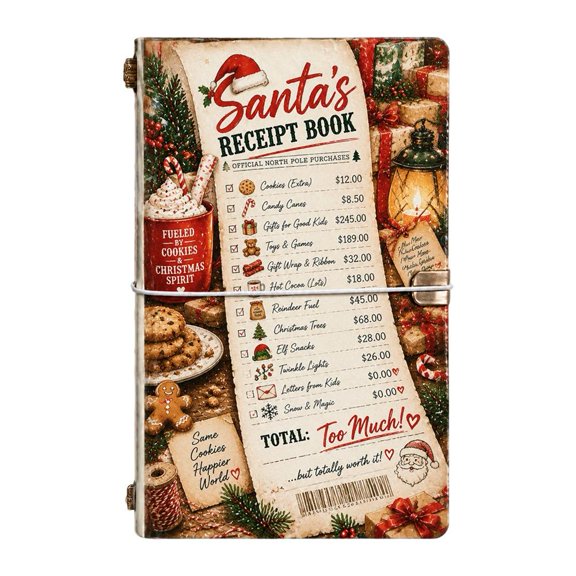 Christmas Paper Notebook, 20x11.5cm Journal for Holiday Planning, Xmas-Receipt