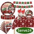 thumbnail image 1 of Christmas Paper Plates Christmas Party Supplies Decorations Disposable Dishes Napkins Dinnerware Tablecloth, Serve 24 Design2, 1 of 5