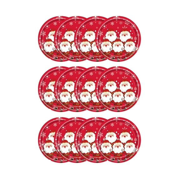 Christmas Paper Plates Set, Disposable Holiday Santa Claus Tableware for Merry Christmas Xmas Winter Holiday Theme Party Decor, 16Pc, 9In