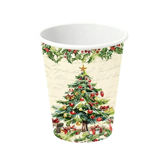 Christmas Paper Plates and Napkins, Disposable Holiday Tableware Set with Santa Tree Patterns for Party Feast(B)
