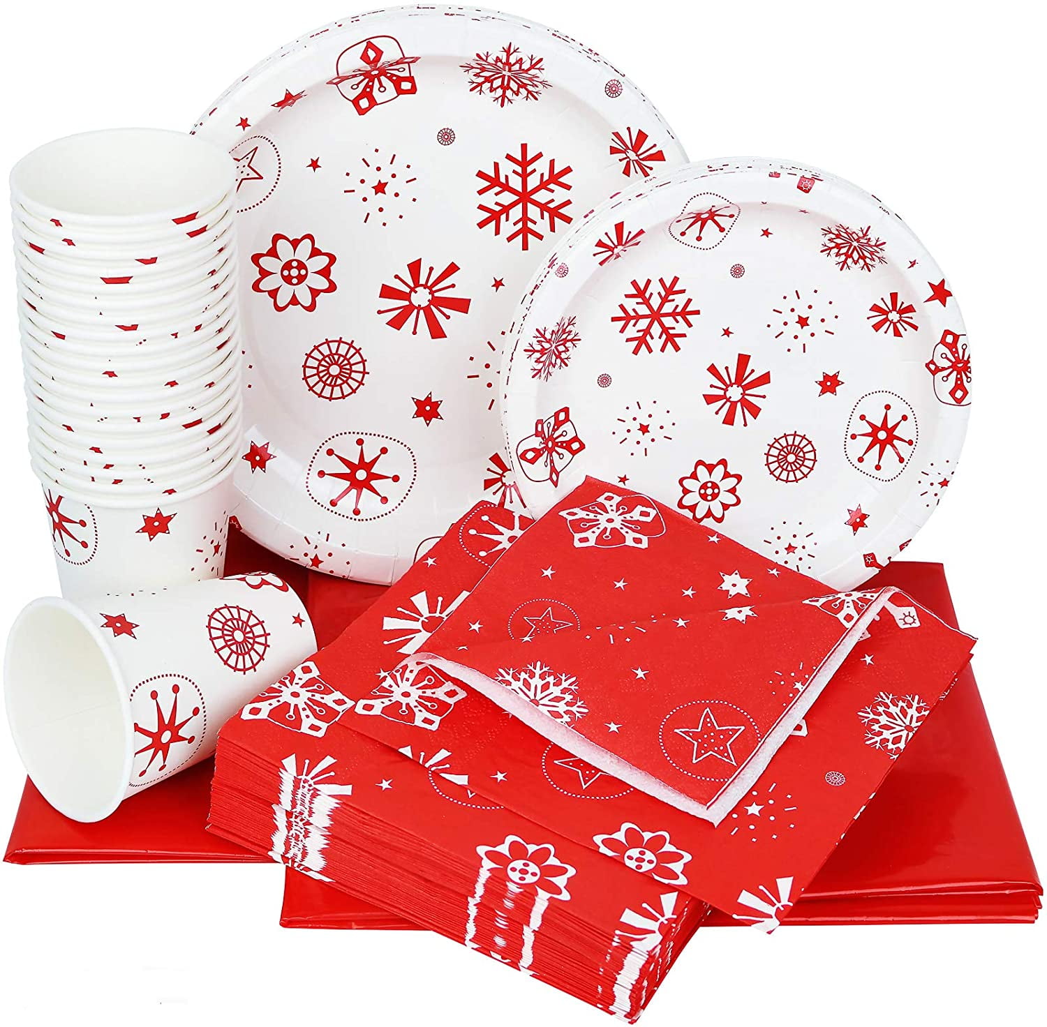 Christmas Paper Plates and Napkins Set Dinnerware Supplies for 20