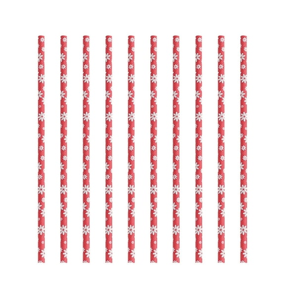 Christmas Paper Straws, Disposable Party Straws, 10 Pieces Multicolor Snowflake Striped Paper Straws for Holiday Party Dinner and Family Gathering, Eco-Friendly Biodegradable Material