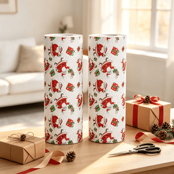 Christmas Paper Towels 2-Pack,Thick & Strong Absorbent Holiday Printed Paper Towels,Kitchen Roll for Festive Cleaning,Style-B