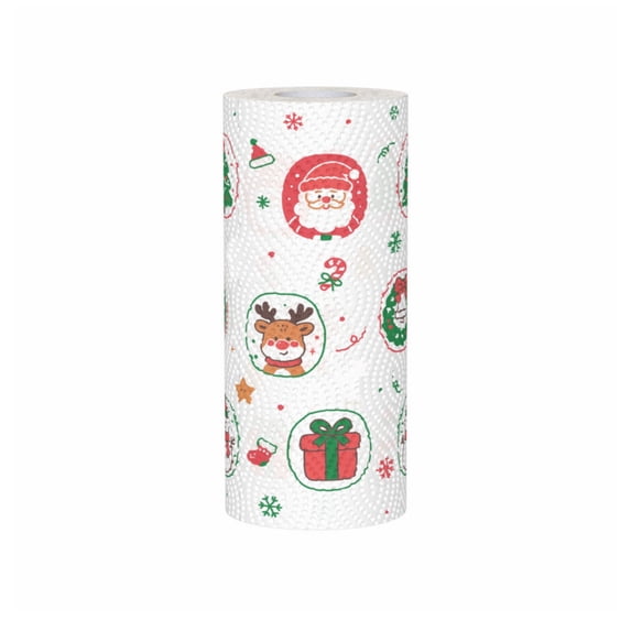 Christmas Paper Towels 40 Sheets Roll, Disposable Kitchen Towels Oil Absorbent with Holiday Prints for Xmas Party Decor