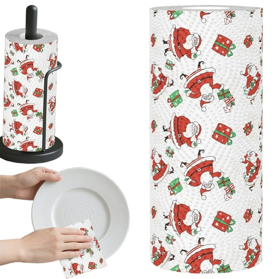 Christmas Paper Towels Kitchen Paper Hand Towels: 1 Rolls Disposable Christmas Print Paper Towel Rolls, Highly Absorbent Hand Towels for Holiday Kitchen Resturant