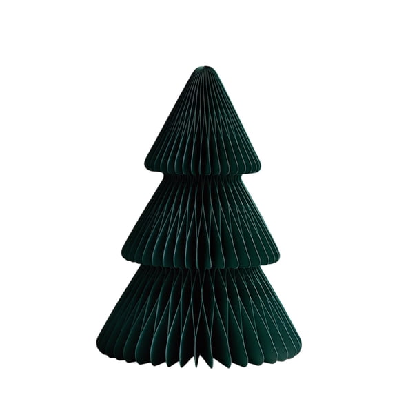 Christmas Paper Tree Decor, Dark Green Honeycomb Folding Freestanding Tabletop Ornament, 7.9 Inch Height 1 Piece Set, for Xmas Holiday Home Mantel Party Winter Wedding Display Decoration