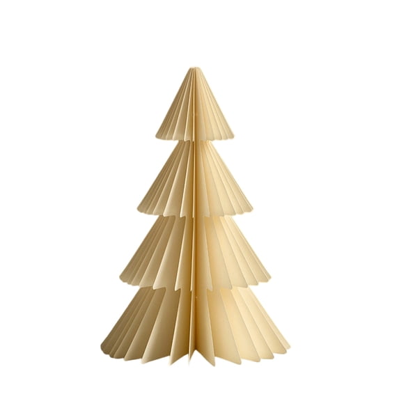 Christmas Paper Tree Decor, Folding Origami Style 11.8 inch Tabletop Decoration, 1 Pack Neutral Lightweight Freestanding Ornament, For Home Holiday Party Mantel Shelf Xmas Festive Display