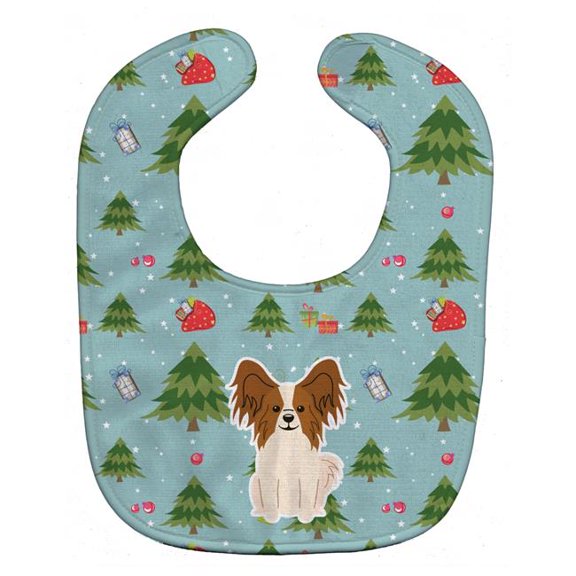 Christmas Papillon Red White Baby Bib