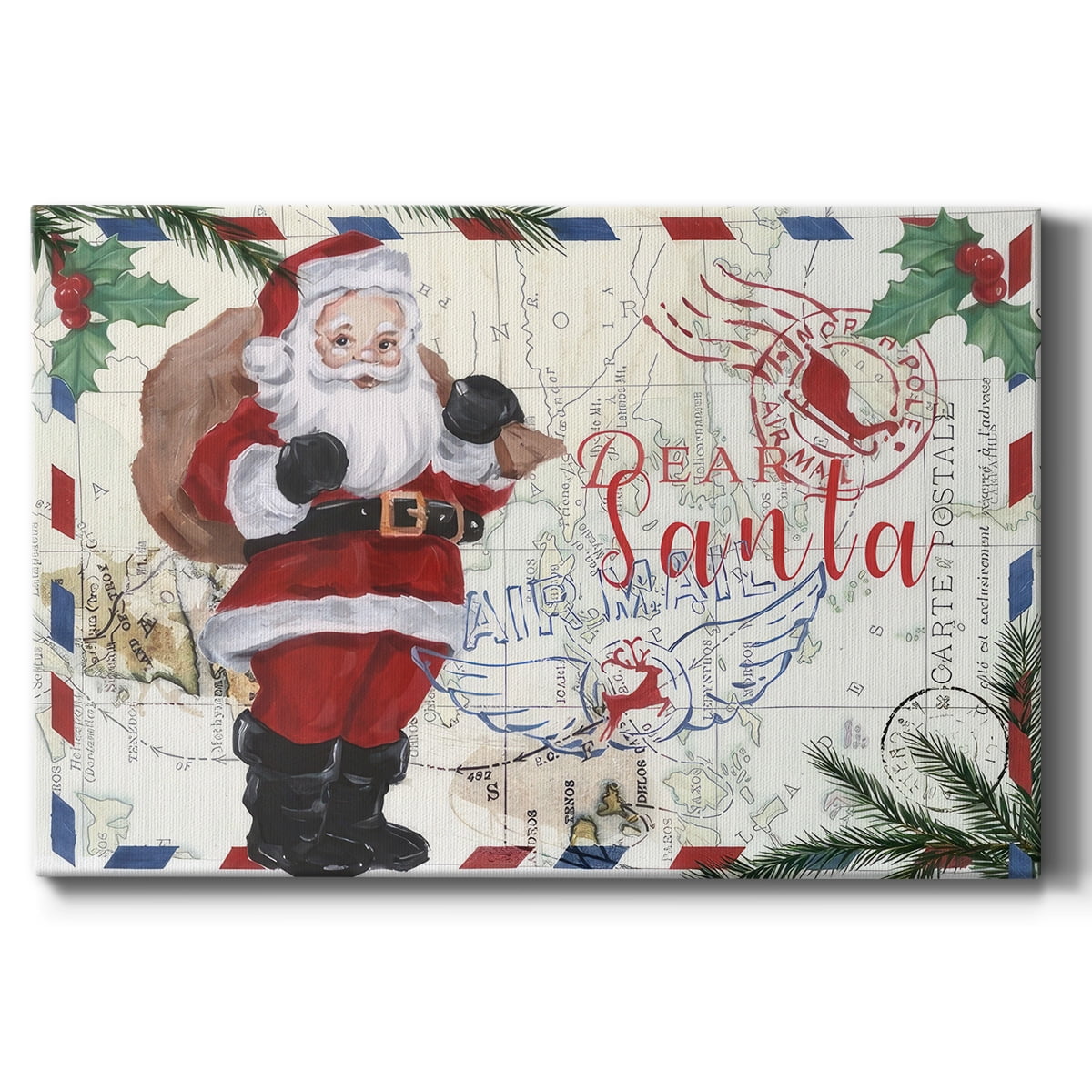 Christmas Par Avion Collection A- Gallery Wrapped Canvas