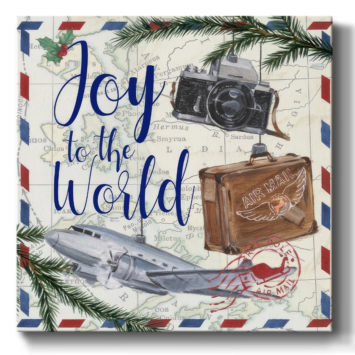 Christmas Par Avion II- Gallery Wrapped Canvas