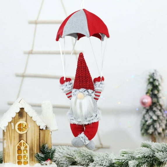 Christmas Parachute Gnome Xmas Decorations Home Decor Grey Red Gonk Ornament Red Hat
