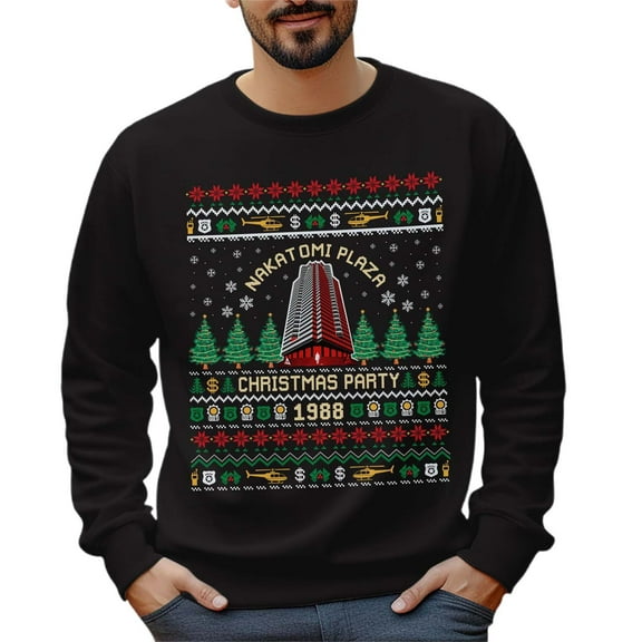 Christmas Party 1988 Sweatshirts for Men Long Sleeve Crewneck Plaza Christmas Movie Graphic Sweatshirt Pullover Tops
