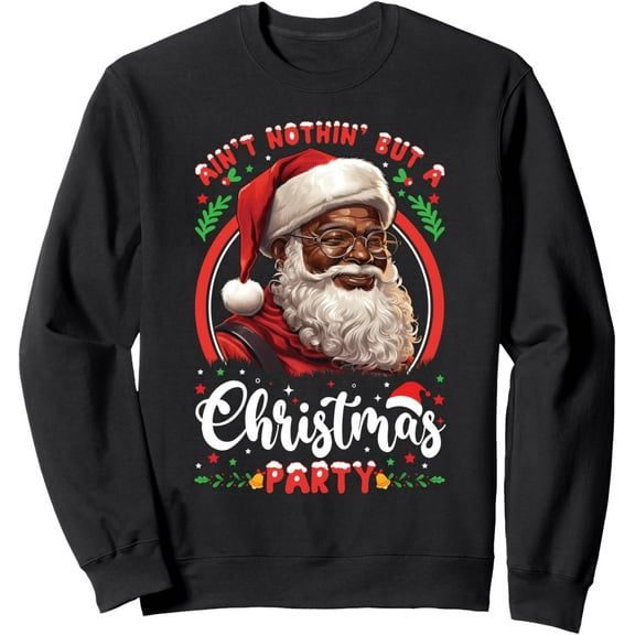 Christmas Party African American Santa Claus Afro Men Xmas Sweatshirt