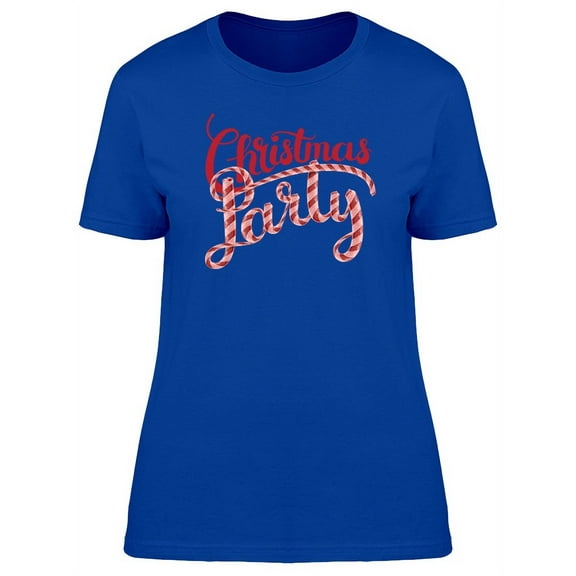 Christmas Party Candy Cane Text T-Shirt Women -Image by Shutterstock, Female x-Large