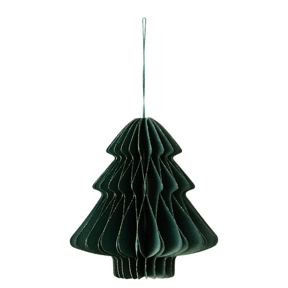 Christmas Party Decorations - 3D Mini Glitter Edge Paper Honeycomb Lantern Green, Red, Brown, Ivory, Gray Hanging Ornaments for Christmas Tree Décor, New Years Party, Home Decor