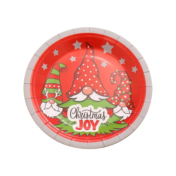 Christmas Party Disposable 9-Inch Dinner Plates with Santa Claus Designs for Holiday Gatherings and Festive Celebrations