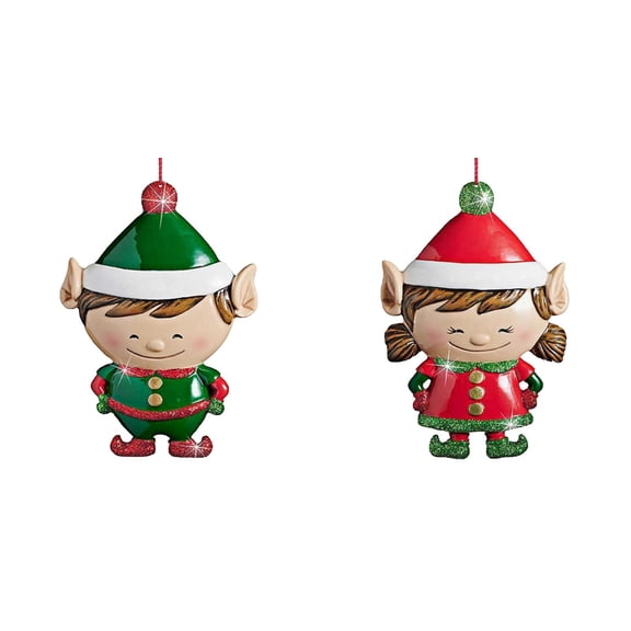 Christmas Party Family Holiday Decorations Family DIY Hanging Sign/ Christmas Decorations Pendants Elf Cartoon Doll Pendants Christmas Tree Ornaments Green