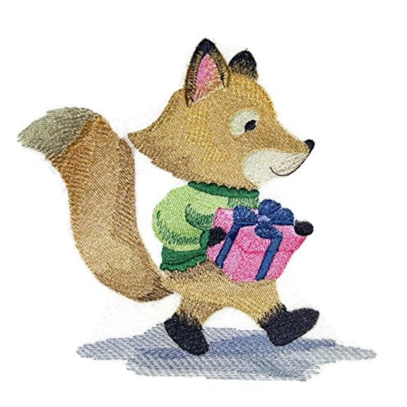 Christmas Party - Fox Embroidered Iron on/Sew patch [6.21." X 5.83"]