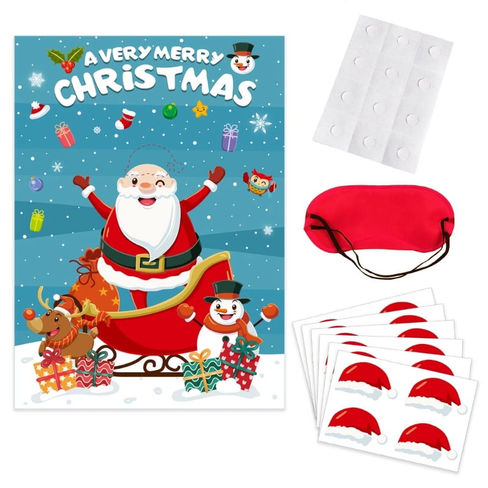 Christmas Party Games for Kid Pin the Hat on Santa Claus Pin the Nose