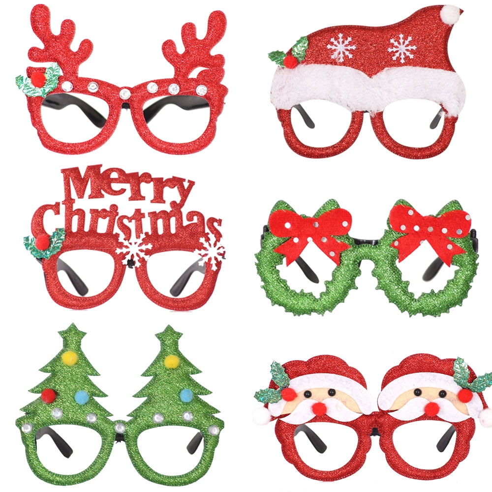 Christmas Party Glasses 6 Pack Xmas Antler Glasses Glitter Party