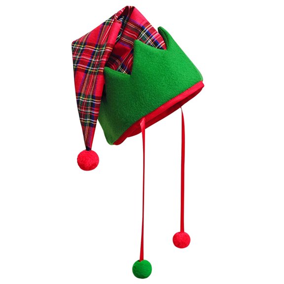 Christmas Party Hat Holiday Plaids Elf Hat Family Festival Gathering Accessory
