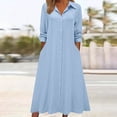 thumbnail image 1 of Christmas Party Outfit New Women's Summer Solid Color Quarter Sleeve Temperament V-Neck Pullover Tops Style B-17 Blue S, 1 of 7