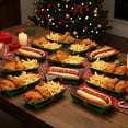 thumbnail image 1 of Christmas Party Plates Paper Serving Tray Food Snack Bowl Disposable Bread Pans Popcorn Cookie Boats Christmas Holiday Tableware, 12 Pcs Red Black Plaid, 1 of 6