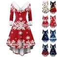 thumbnail image 1 of Christmas Party Printed Dresses for Women Vintage Christmas Midi Dress Casual Dresses Cocktail Dress Party Festive Dresses for Fall and Winter Seasons,Beige,L, 1 of 6